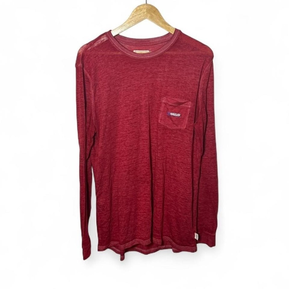 Magellan Outdoors Women's Red Long Sleeve Shirt - L - Boyfriend Fit Pocket Tee